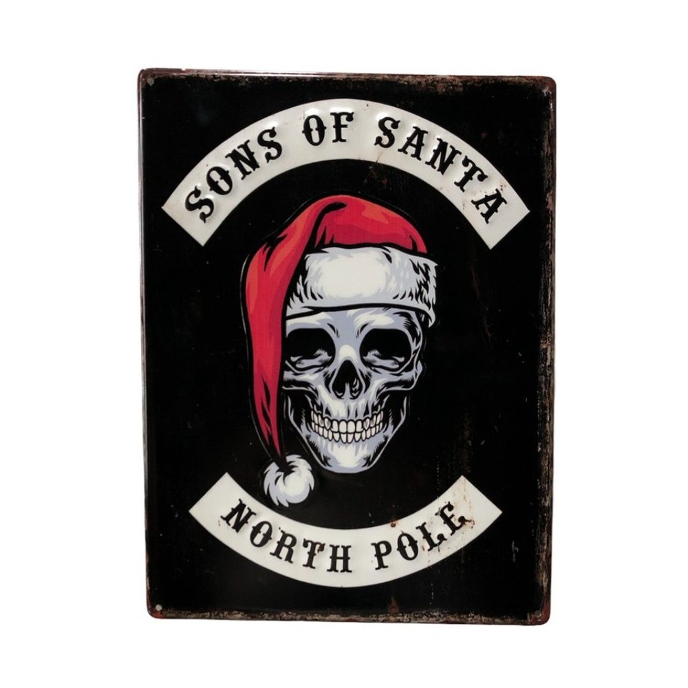 Sons of Santa North Pole Metal Sign Measures 15.75 x 12 Inches
